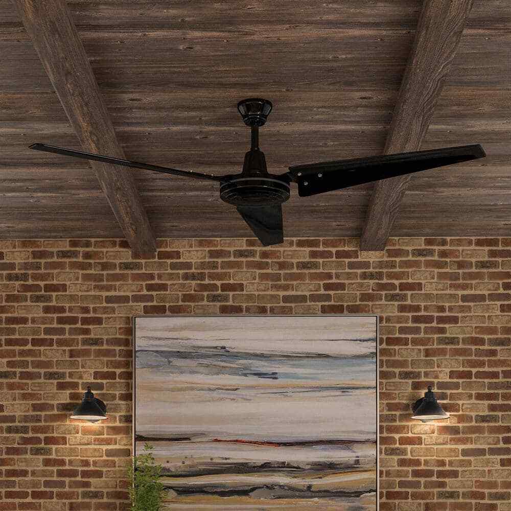 Hampton Bay Industrial 60 in. Indoor/Outdoor Black Ceiling Fan with Wall Control