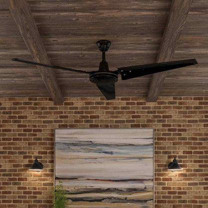 Hampton Bay Industrial 60 in. Indoor/Outdoor Black Ceiling Fan with Wall Control