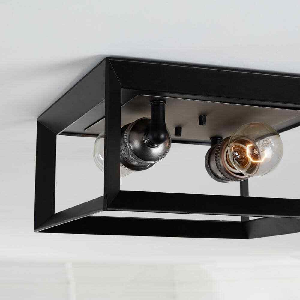 Home Decorators Walden Forge Black Frame Flush Mount Ceiling Light
