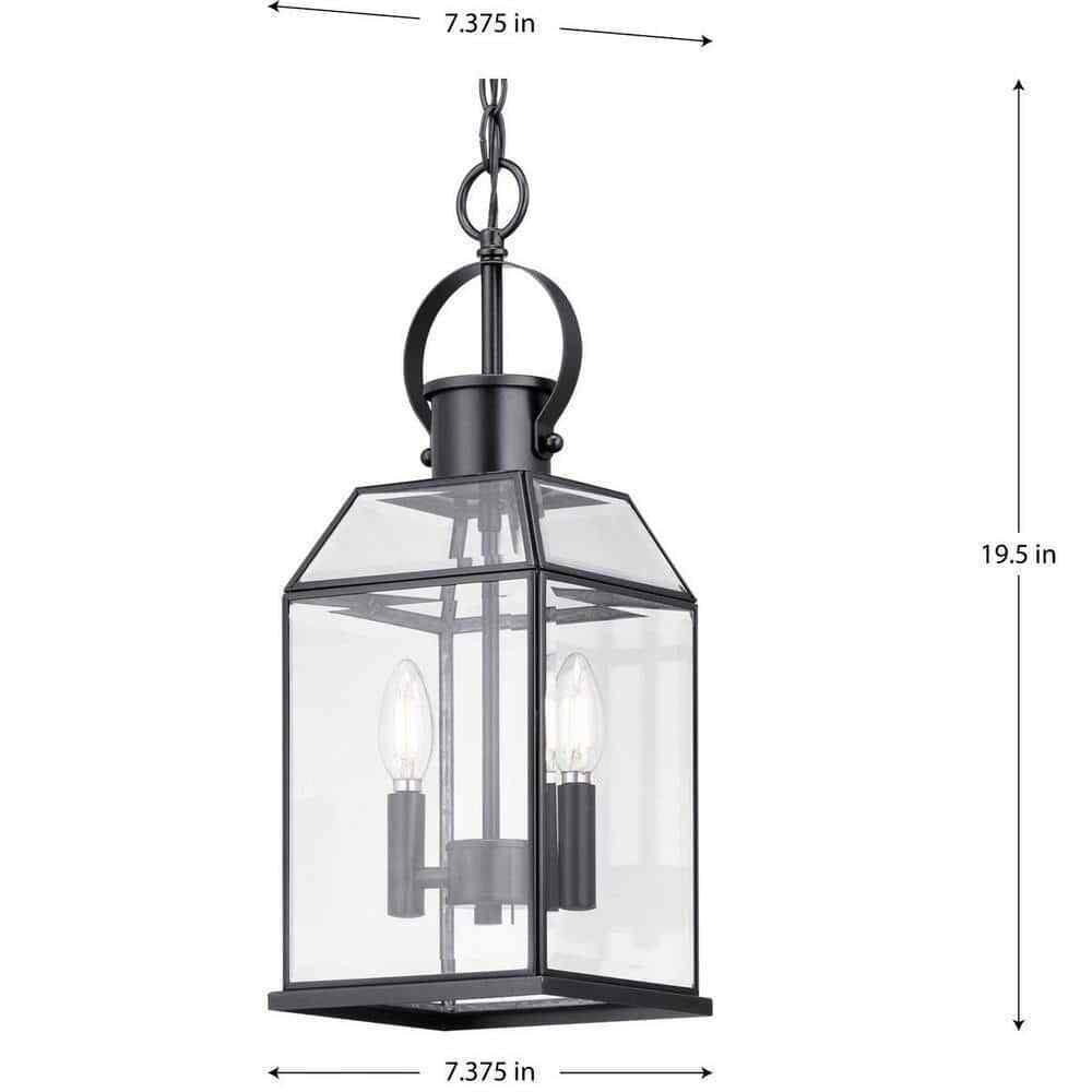 Progress Lighting Canton Heights 2-Light Matte Black Outdoor Pendant Light
