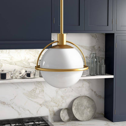 Meyer&Cross Cieonna 1-Light Brass Pendant with White Milk Glass Shade
