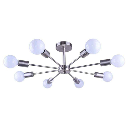 RRTYO Kaylani 8-Lights Nickel Mid-Century Light Sputnik Semi-Flush Mount