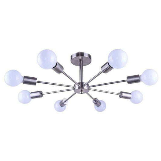 RRTYO Kaylani 8-Lights Nickel Mid-Century Light Sputnik Semi-Flush Mount