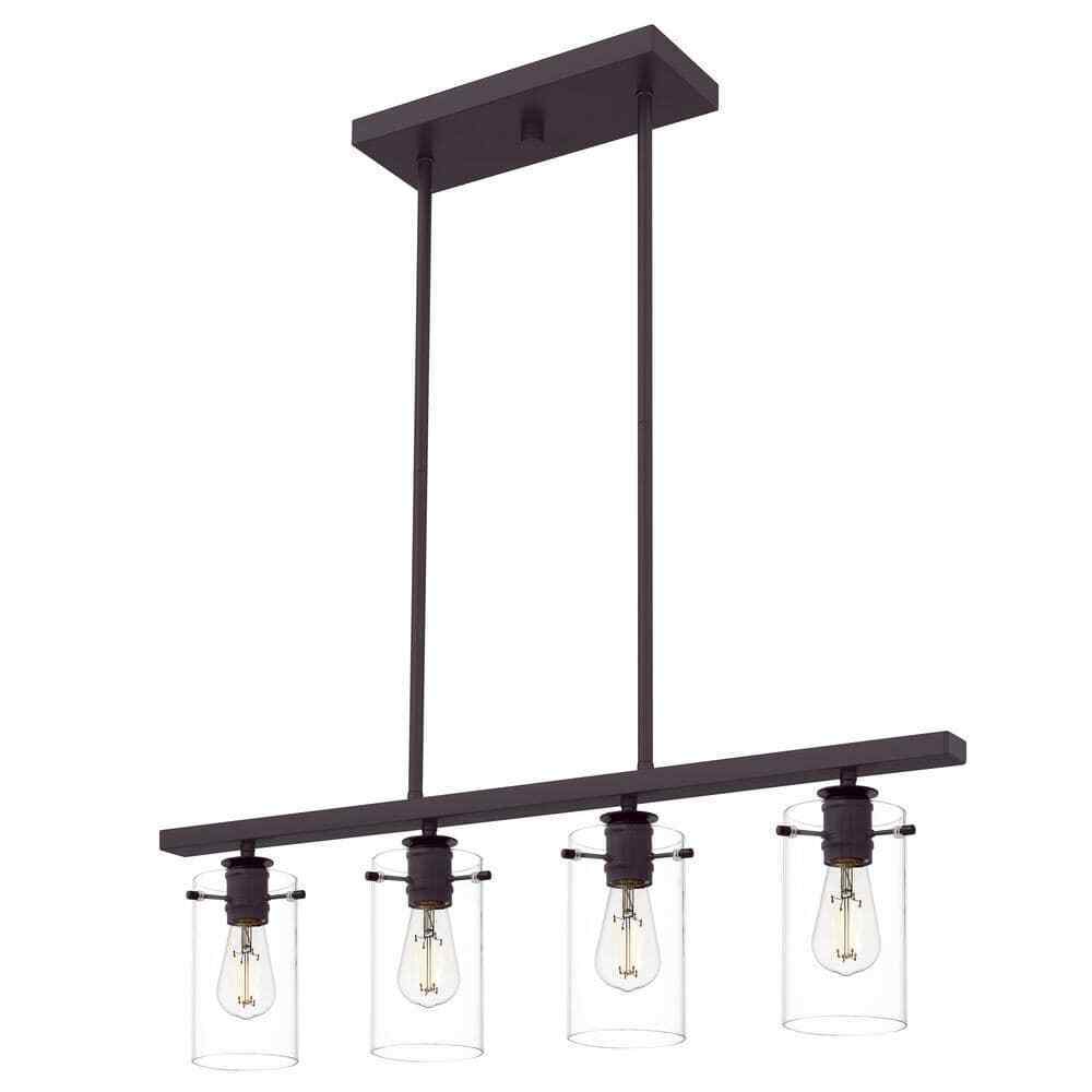 Hampton Bay Regan Espresso Linear Kitchen Chandelier w/ Glass Shades