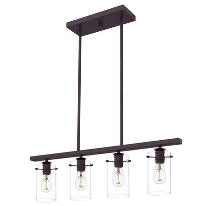 Hampton Bay Regan Espresso Linear Kitchen Chandelier w/ Glass Shades