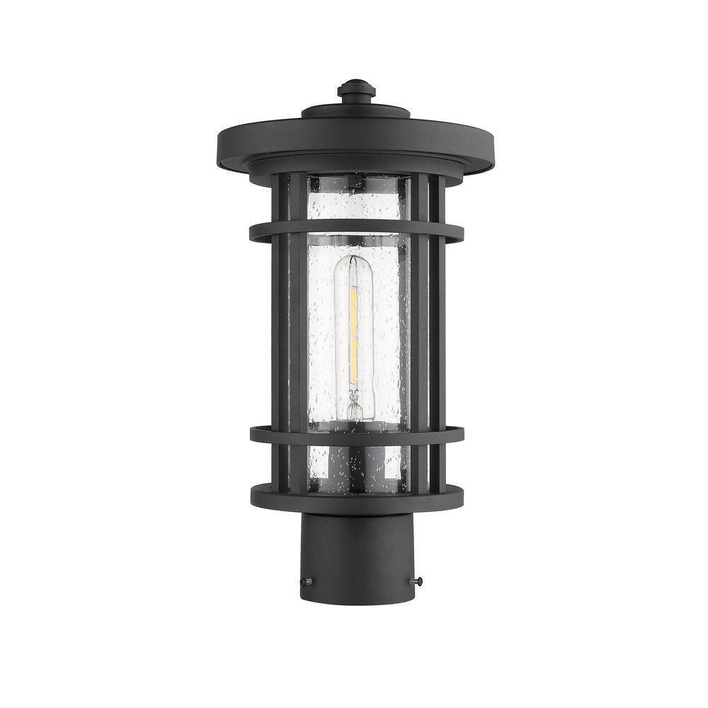 Jordan 14.75 in. 1-Light Black Aluminum Hardwired Outdoor Post Light