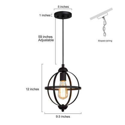LNC Black Pendant Light Modern Globe Cage Geometric Kitchen Island Chandelier