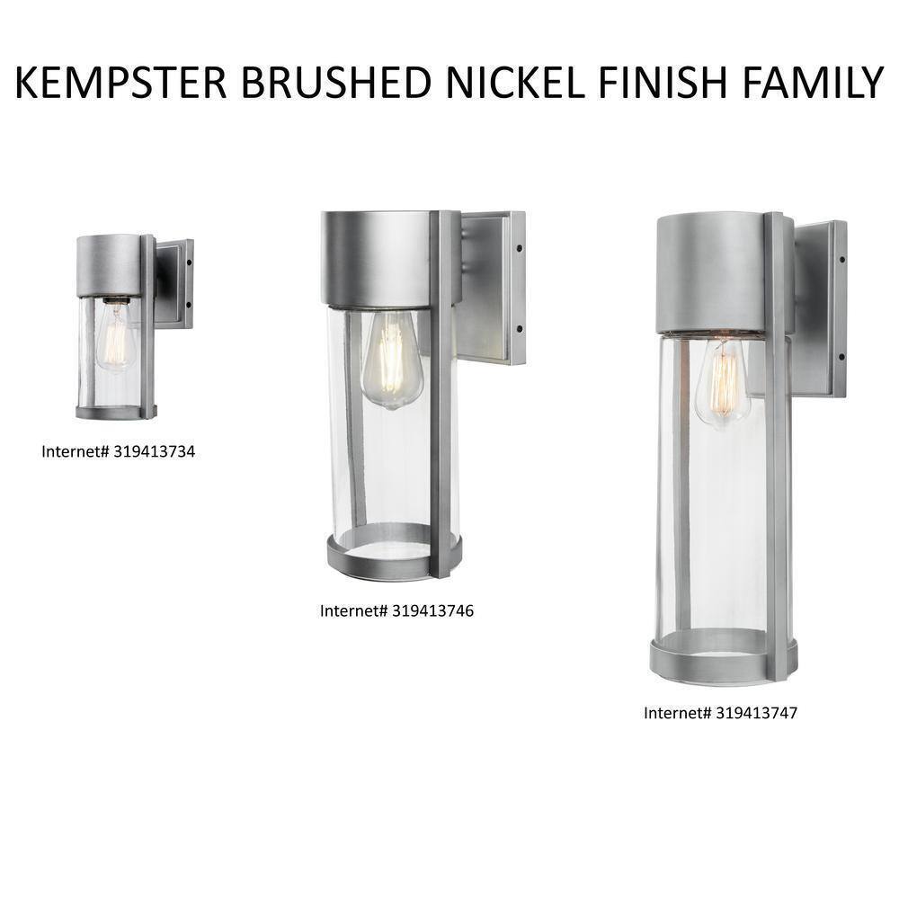 Hampton Bay Kempster 14 in. Modern Brushed Nickel Modern Outdoor Cylinder Light