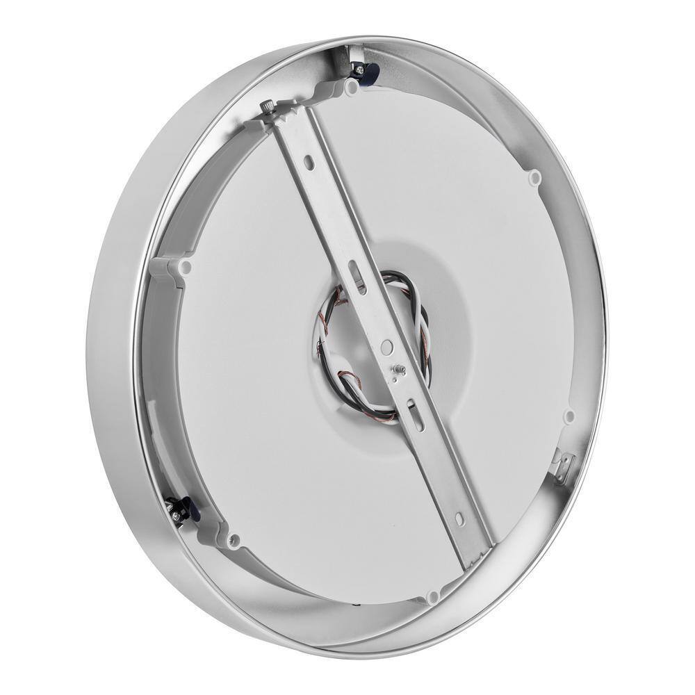 Home Decorators Calloway 13 in. Polished Nickel LED 5CCT Flush Mount