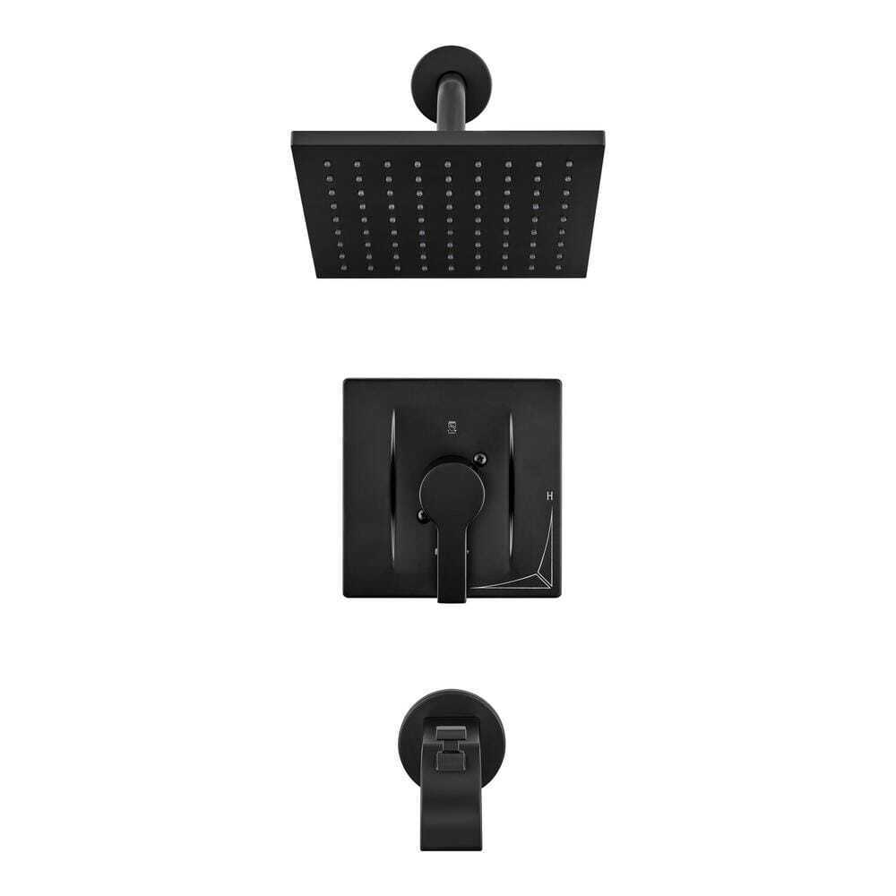 Glacier Bay Modern Tub and Shower Faucet 1.8 GPM in Matte Black Valve Included