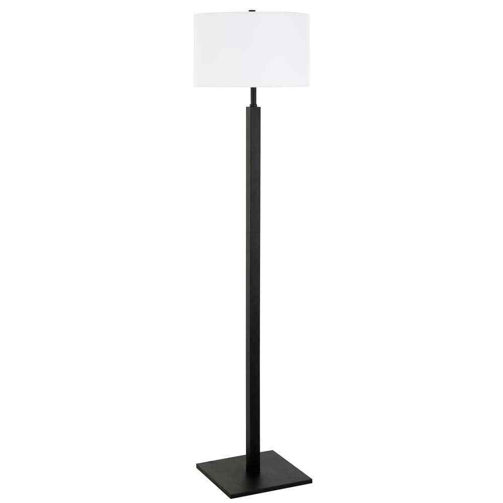 Hudson+Canal Flaherty 62.32 in. Blackened Bronze Floor Lamp with Fabric Shade