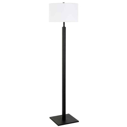 Hudson+Canal Flaherty 62.32 in. Blackened Bronze Floor Lamp with Fabric Shade