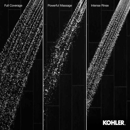 KOHLER Cursiva 3-Spray Patterns 6.75 in. Wall Mount Fixed Showerhead Matte Black