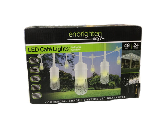 Enbrighten 24 Bulb 48 ft. Outdoor/Indoor White Vintage LED String Lights