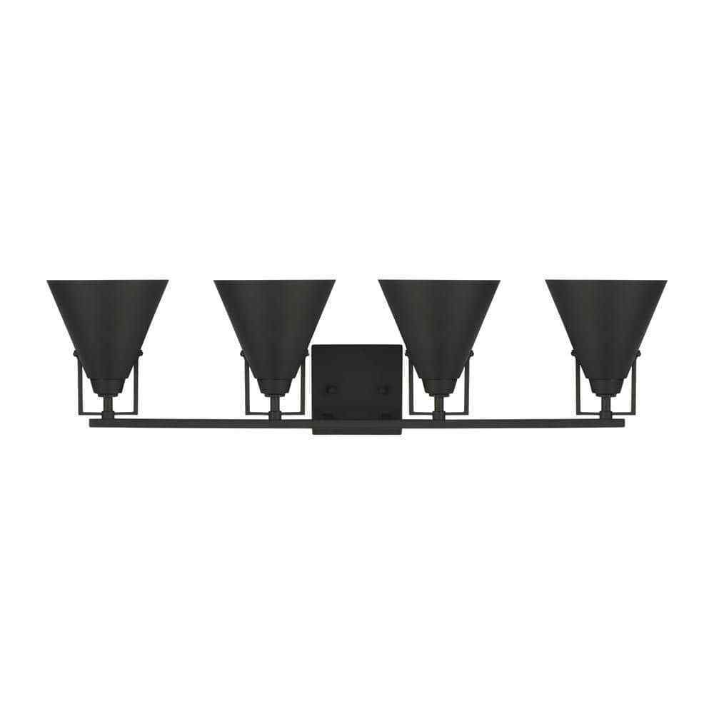 Home Decorators Insdale 4-Light Matte Black Modern Industrial Vanity Light