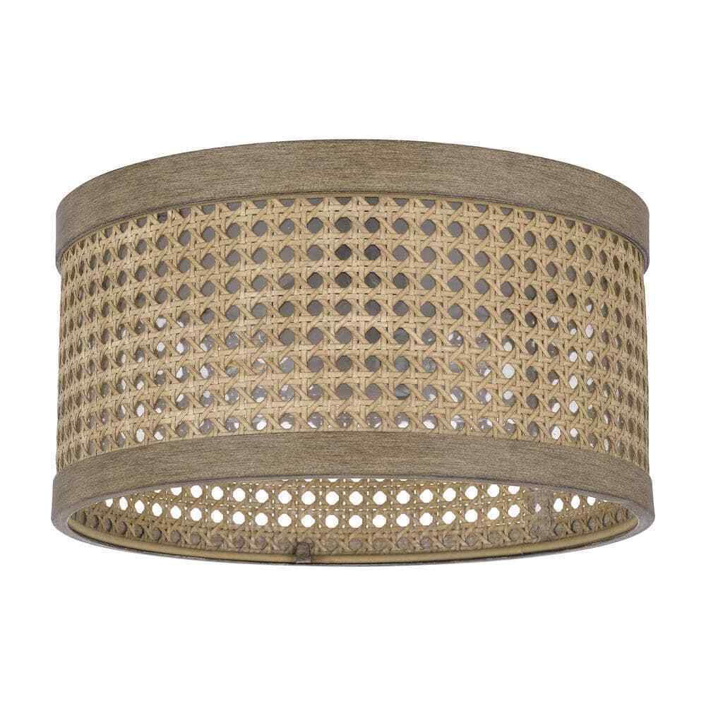 Home Decorators Collection Beau 11.88 in. 2-Light Natural Wood Flush Mount