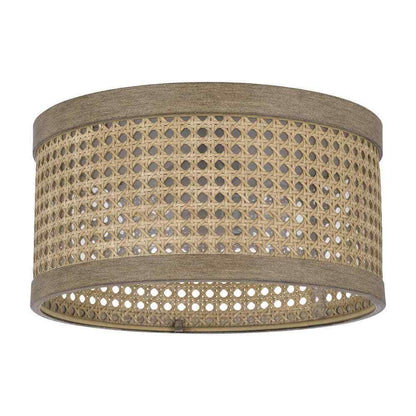 Home Decorators Collection Beau 11.88 in. 2-Light Natural Wood Flush Mount