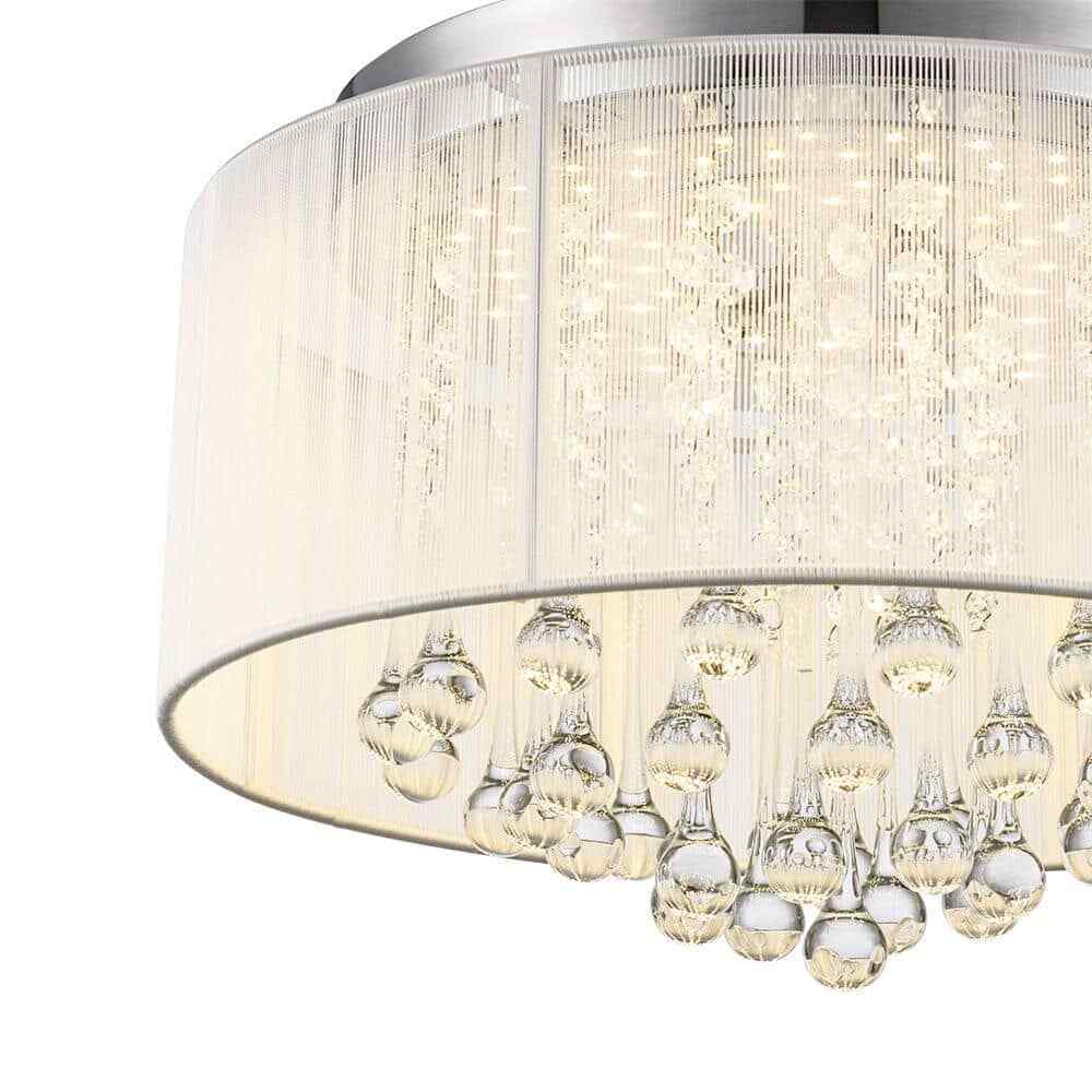 Home Decorators Flenniken 15 in. Integrated LED Chrome and Crystal Ceiling Light