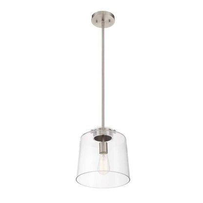 Hampton Bay Mullins 10 in. 1-Light Brushed Nickel Pendant Hanging Light