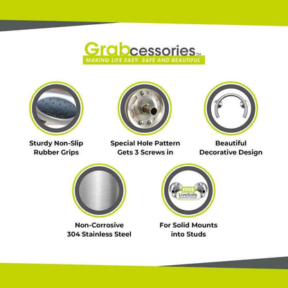 Grabcessories 2-in-1 13.25 in. x 1.25 in. Shower and Tub Grab Ring w/ Grips