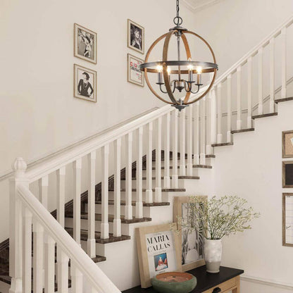 LNC Farmhouse 4-Light Globe Cage Candlestick Classic Island Chandelier