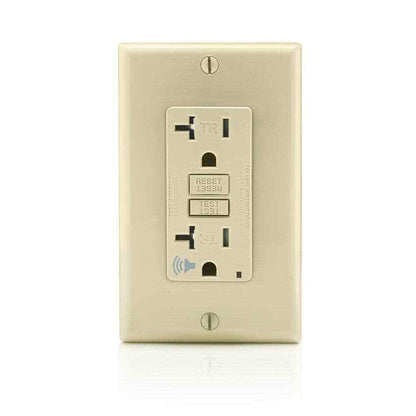 Leviton 20 Amp SmartlockPro Self-Test Slim GFCI Outlet  Audible Trip Alert Ivory