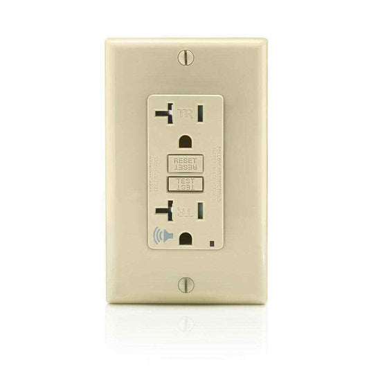 Leviton 20 Amp SmartlockPro Self-Test Slim GFCI Outlet  Audible Trip Alert Ivory