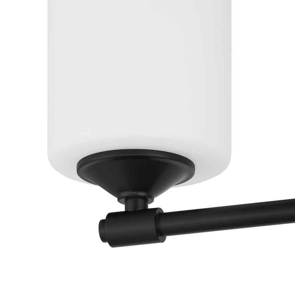 Hampton Bay Darlington Matte Black Vanity Light w/ Frosted Opal Glass Shades