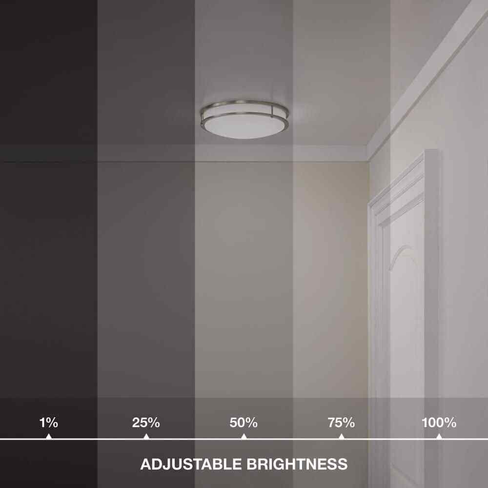 Commercial Electric 16 in. Smart Color Selectable LED Brushed Nickel Flush Mount