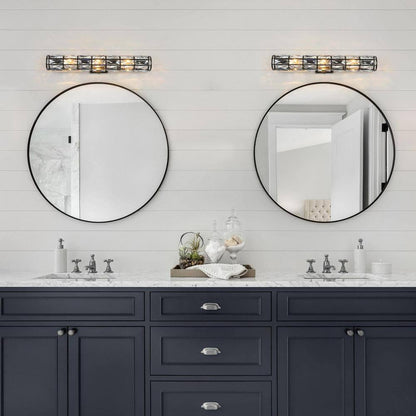 LNC Modern Transitional 23.6 in. 3-Light Black Vanity Light w/ Shade Wall Sconce