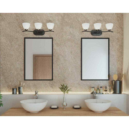 Progress Lighting Laird 3-Light Antique Bronze Etched Glass Vanity Light