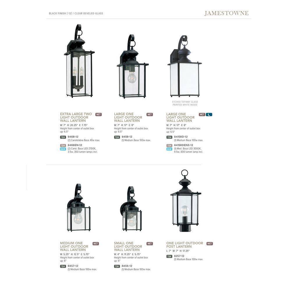 Generation Lighting Jamestown Black Outdoor Traditional Wall Lantern Sconce
