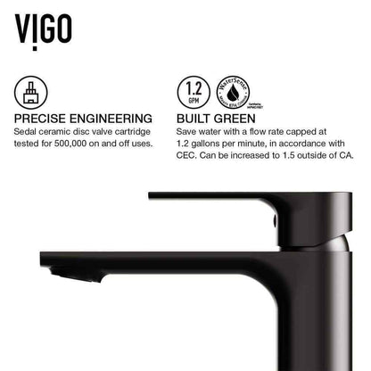 VIGO Davidson Single Handle Single-Hole Bathroom Faucet Sink in Matte Black