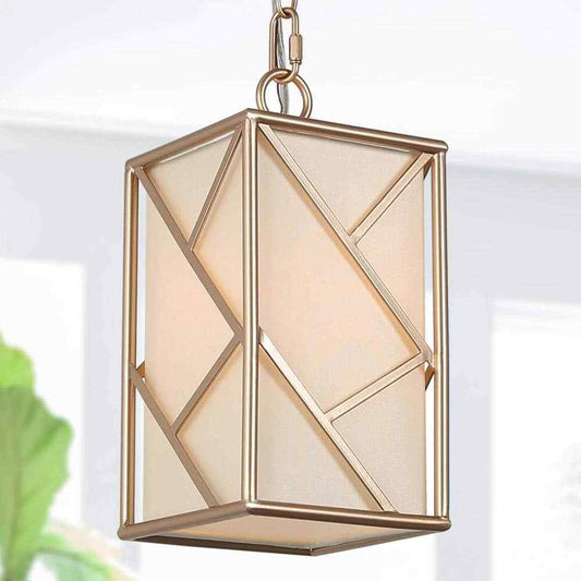 Uolfin Gold 1-Light Modern Geometric Lantern Kitchen Island Pendant Light