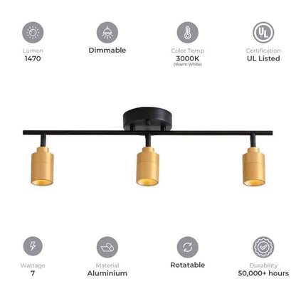 Vidalite 2 ft. 1470 Lumen Brass And Black Modern LED Track Light rotating 3000K