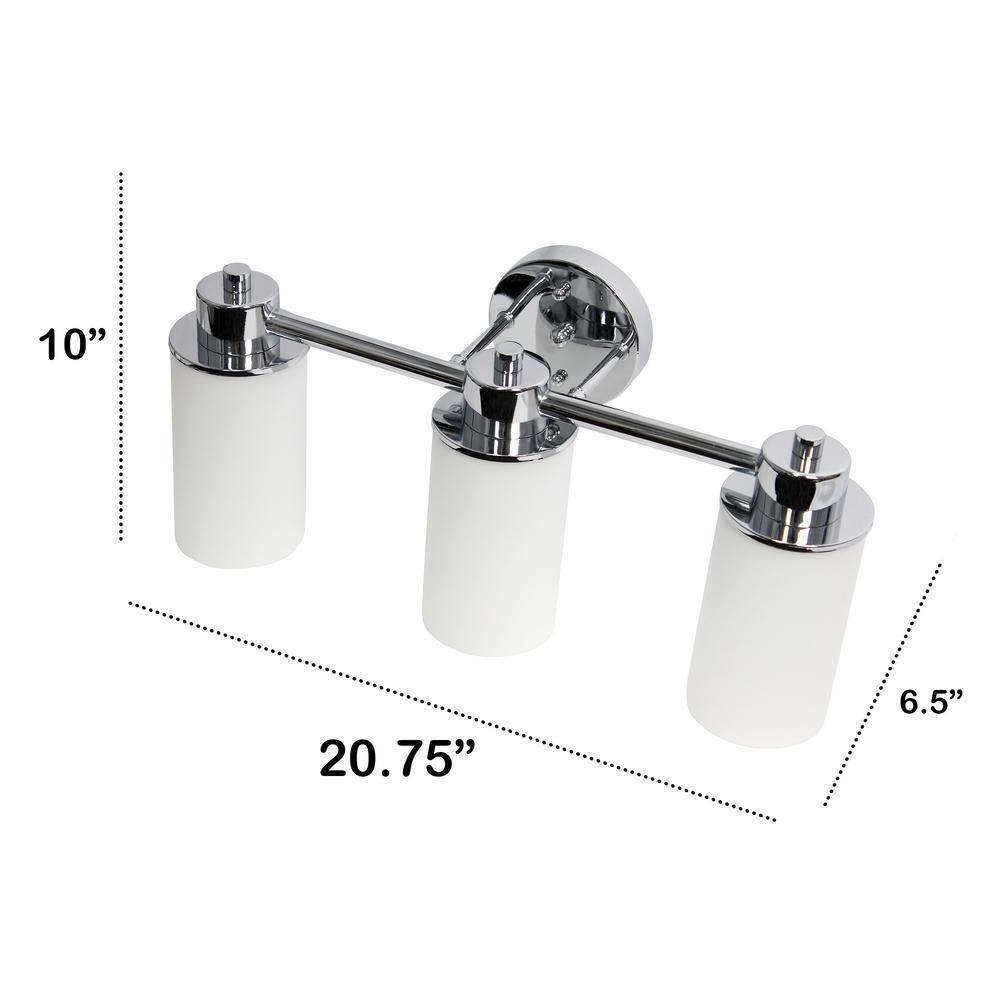 Lalia Home 6.50 in. 3-Light Chrome Vanity Uplight Downlight Wall Fixture