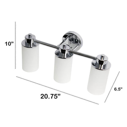 Lalia Home 6.50 in. 3-Light Chrome Vanity Uplight Downlight Wall Fixture