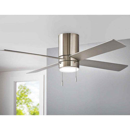 Hampton Bay Scenic 52 in. LED Indoor Brushed Nickel Hugger Ceiling Fan