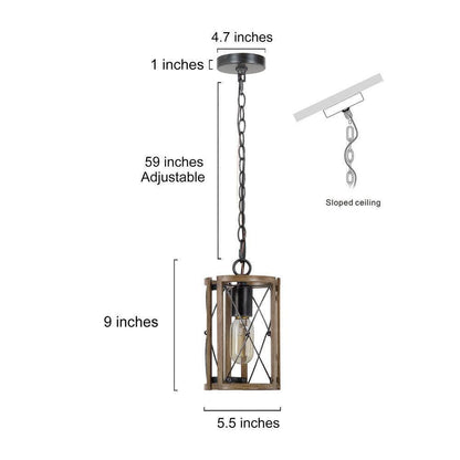 LNC Gina 1-Light Modern Farmhouse Gray Drum Cage Island Bar Mini Pendant