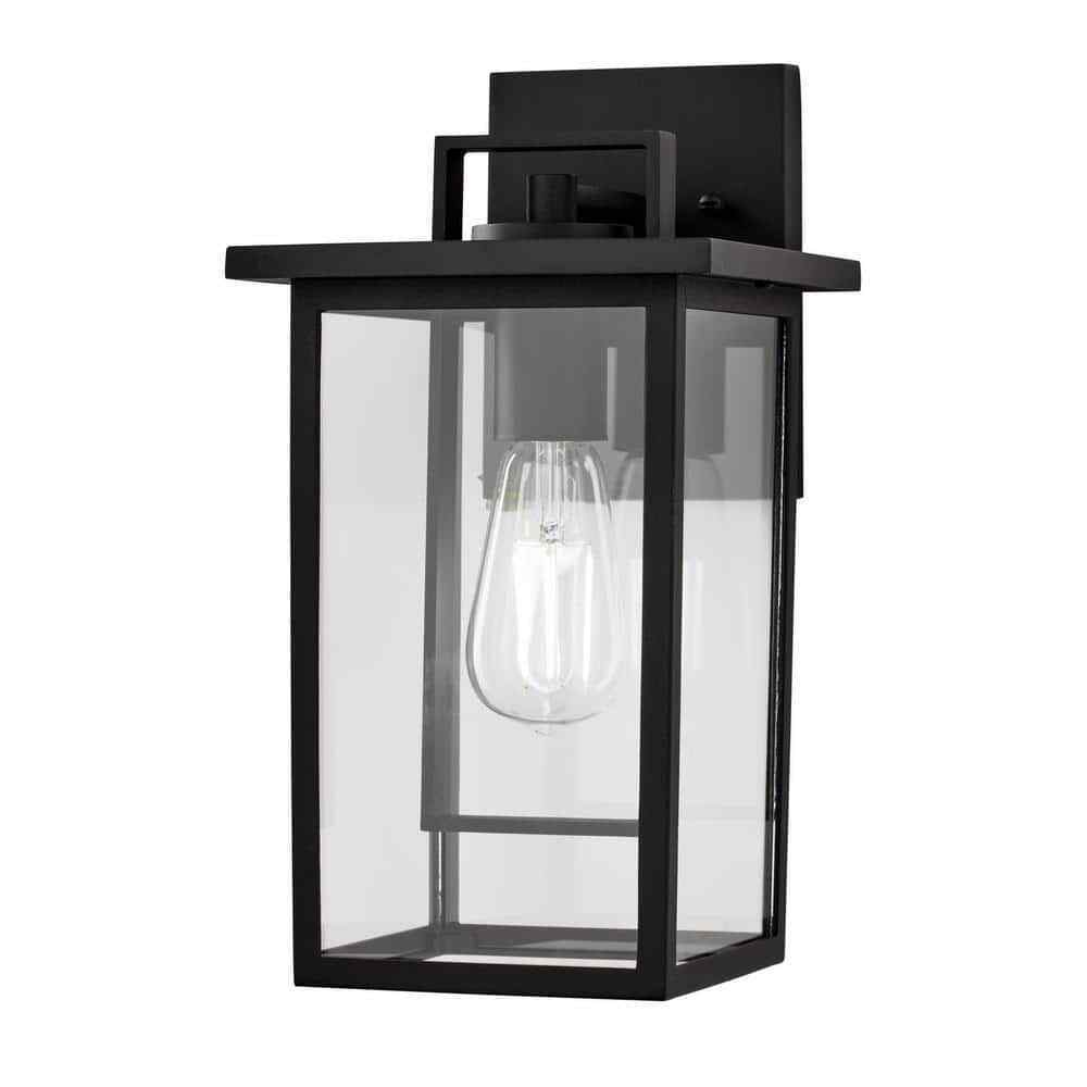 Hampton Bay Keswick Modern 1-Light Matte Black Hardwired Outdoor Wall Sconce
