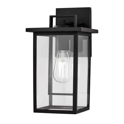 Hampton Bay Keswick Modern 1-Light Matte Black Hardwired Outdoor Wall Sconce