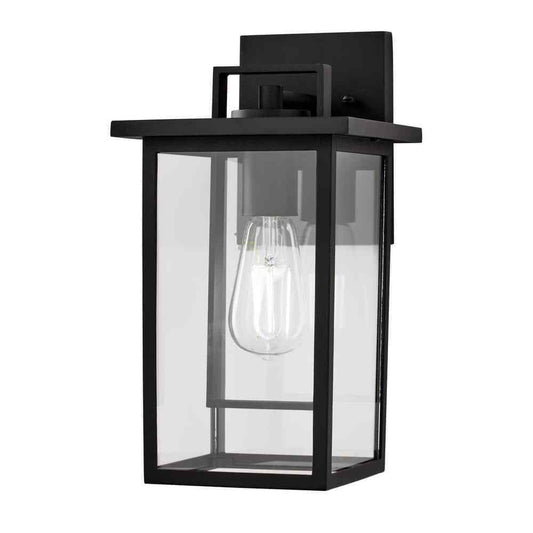 Hampton Bay Keswick Modern 1-Light Matte Black Hardwired Outdoor Wall Sconce