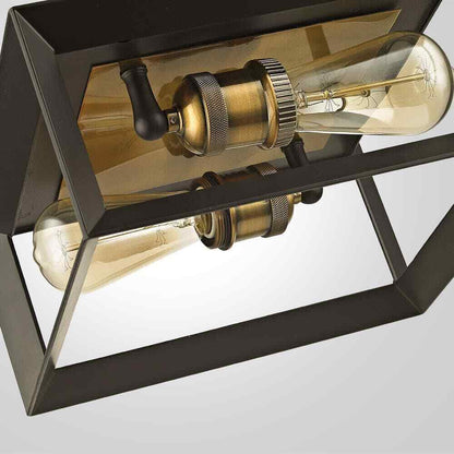 Home Decorators Walden Forge 2-Light Black Frame Flush Mount Ceiling Light