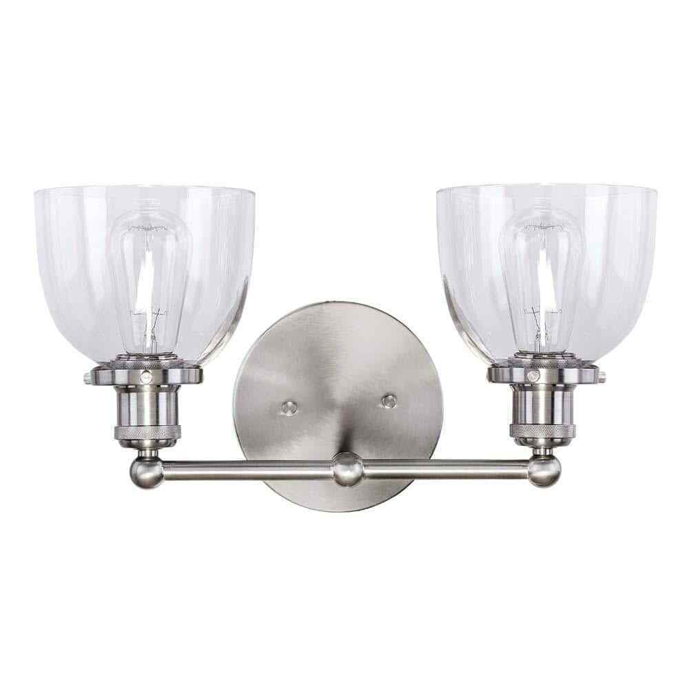 Home Decorators Collection Evelyn 16.25 in. 2-Light Brushed Nickel Vanity Light
