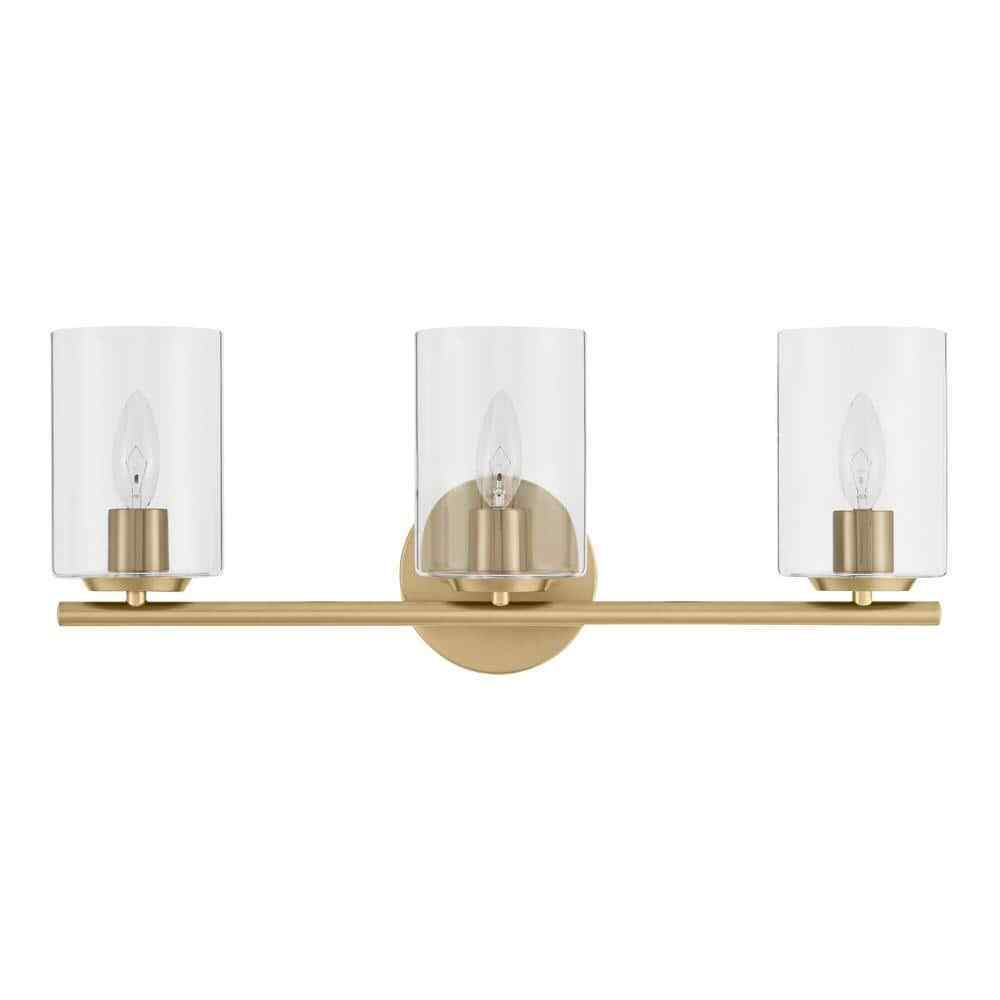 Hampton Bay Champlain 3-Light Gold Satin Brass Modern Bathroom Vanity Light