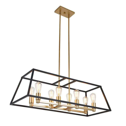 Artika Carter 8-Light Black Gold Modern Industrial Cage Chandelier Light Fixtur