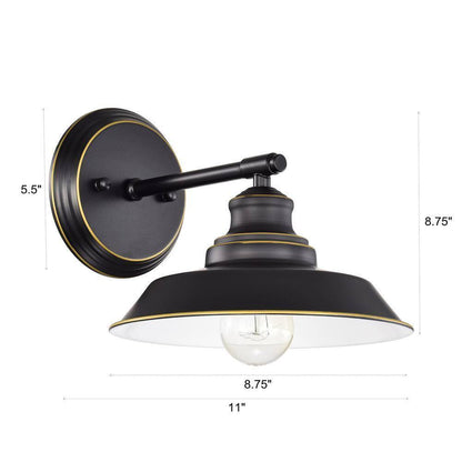 Tatahance 8.75 in. W 2-Light Black Vanity Light with Metal Shade Set of 2