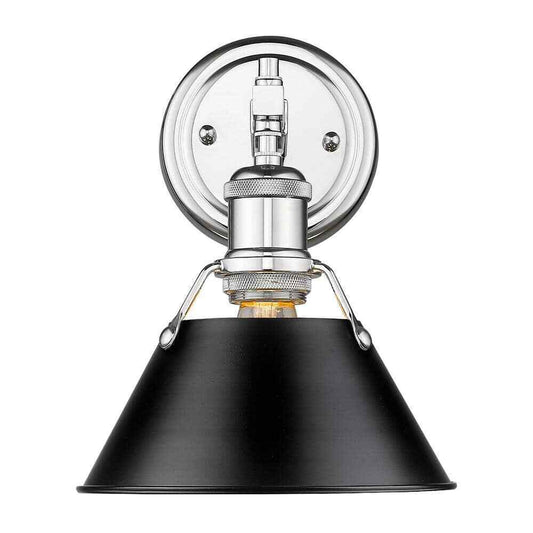 Golden Lighting Orwell 1-Light Chrome with Black Shade Bath Vanity