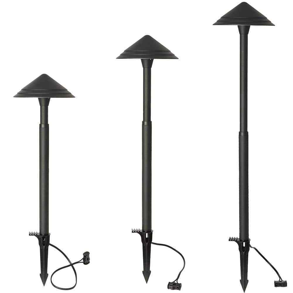 Hampton Bay Low Voltage Black Outdoor LED Path Light w/ Adjustable Post Height