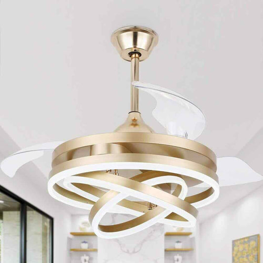 Bella Depot 42 in. LED Gold Invisible Blade Ceiling Fan w/ Remote and Light Kit